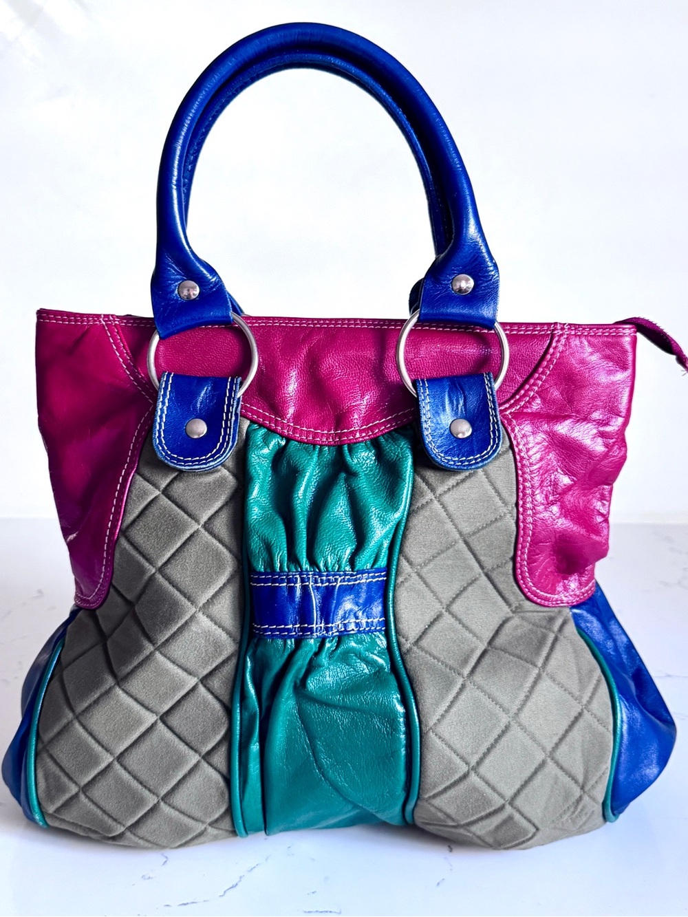 Anthropologie Venera Arapu Paris Hobo Genuine Leather and Quilted Tote Bag ECU